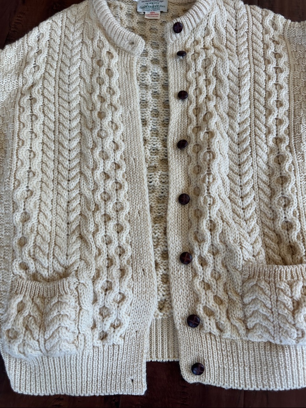 Cladyknit Cream Cable Knit Button-Front Cardigan - Picture 4 of 5